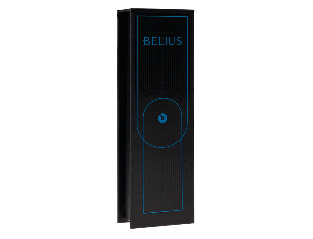 ESFEROGRAFICA BELIUS TURBO ALUMINIO DESENHO AZUL E PRETO TINTA AZUL CAIXA DESIGN