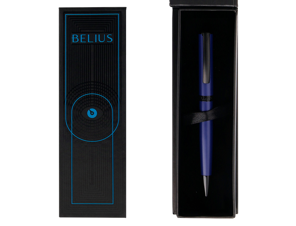 ESFEROGRAFICA BELIUS TURBO ALUMINIO DESENHO AZUL E PRETO TINTA AZUL CAIXA DESIGN