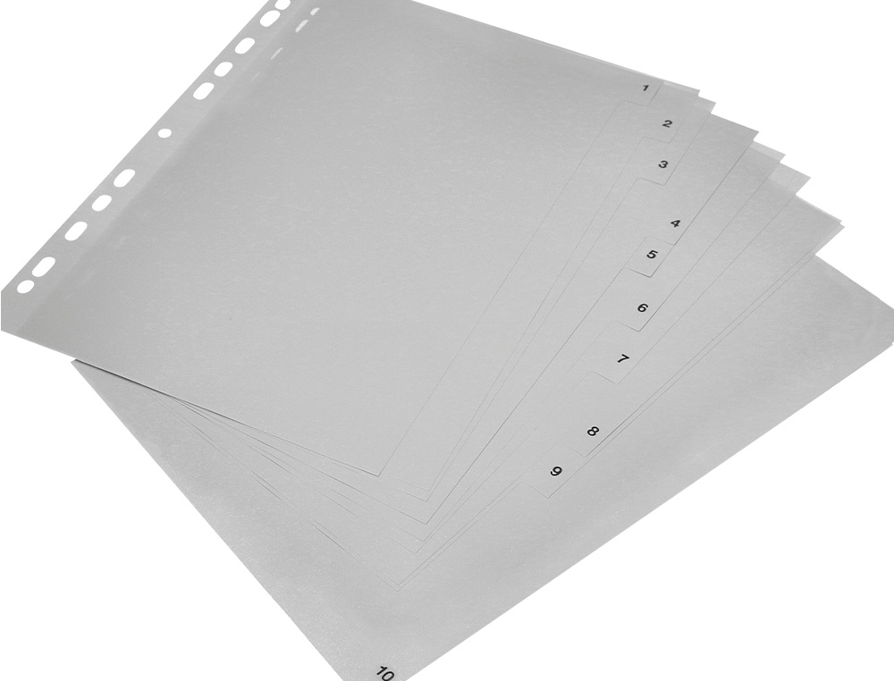 SEPARADOR NUMERICO Q-CONNECT PLASTICO 1-10 CONJUNTO DE 10 SEPARADORES DIN A4 MULTIPERFURADOS