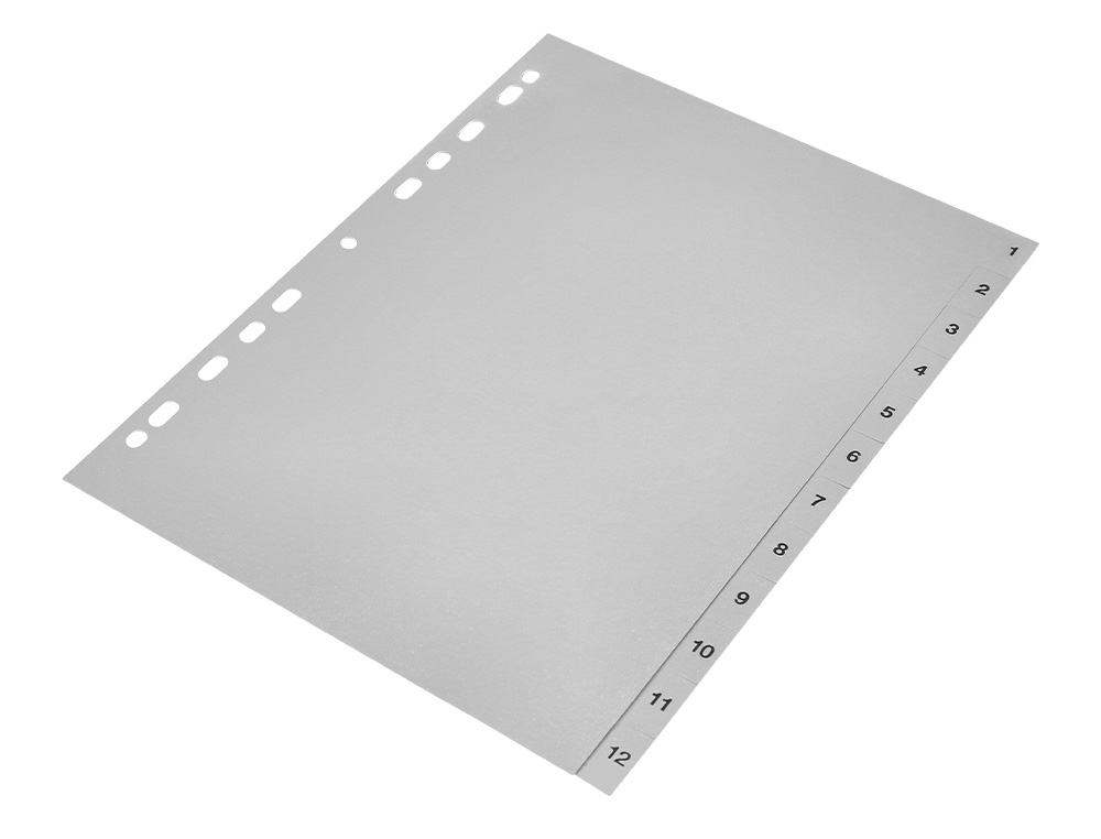 SEPARADOR NUMERICO Q-CONNECT PLASTICO 1-12 CONJUNTO DE 12 SEPARADORES DIN A4 MULTIPERFURADOS