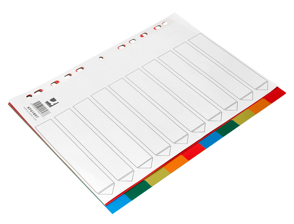 SEPARADOR Q-CONNECT PLASTICO CONJUNTO DE 10 SEPARADORES DIN A4 MULTIPERFURADOS
