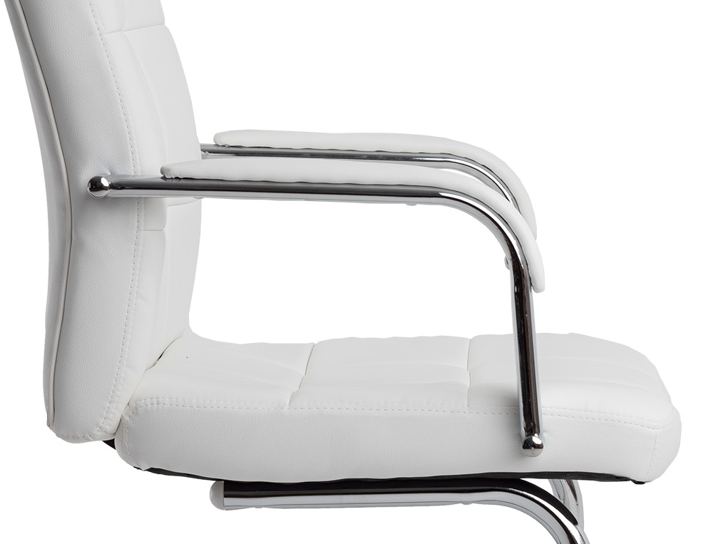 CADEIRA DE ESCRITORIO Q-CONNECT PIAVE IMIT DE PELE BASE METAL ALT MAX 1050 MM LARG 610 MM PROF 680 COR BRANCO