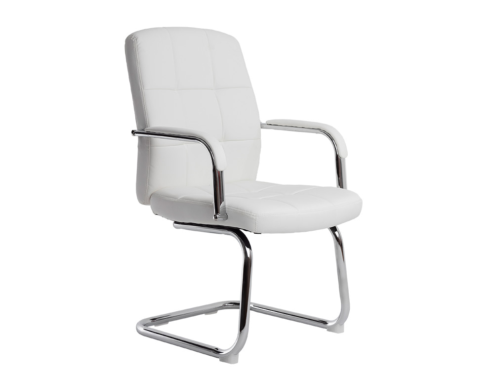CADEIRA DE ESCRITORIO Q-CONNECT PIAVE IMIT DE PELE BASE METAL ALT MAX 1050 MM LARG 610 MM PROF 680 COR BRANCO