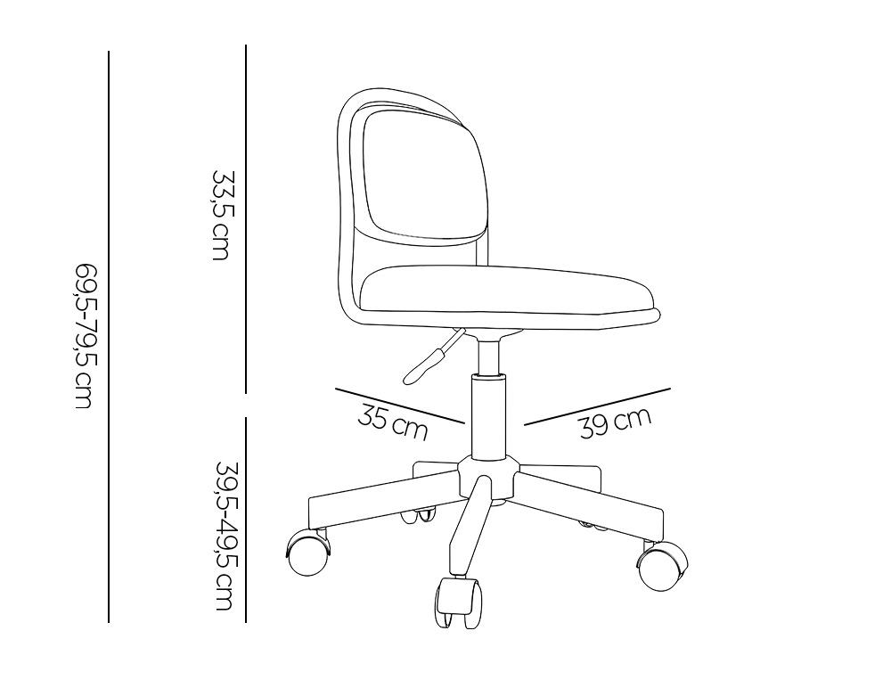 CADEIRA DE ESCRITORIO Q-CONNECT KIDS INFANTIL ALT MAX 795 MM LARG 390 MM PROF 350 MM COR AZUL