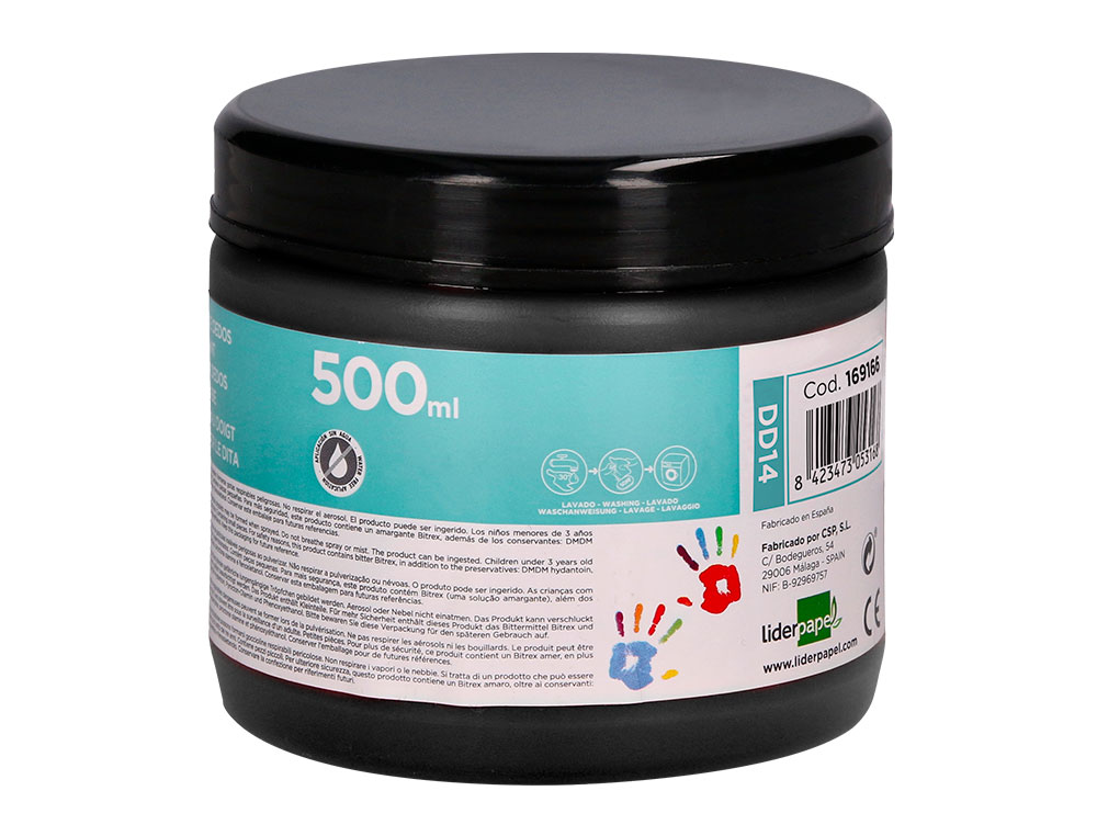 PINTURA A DEDOS LIDERPAPEL FRASCO DE 500 ML PRETO