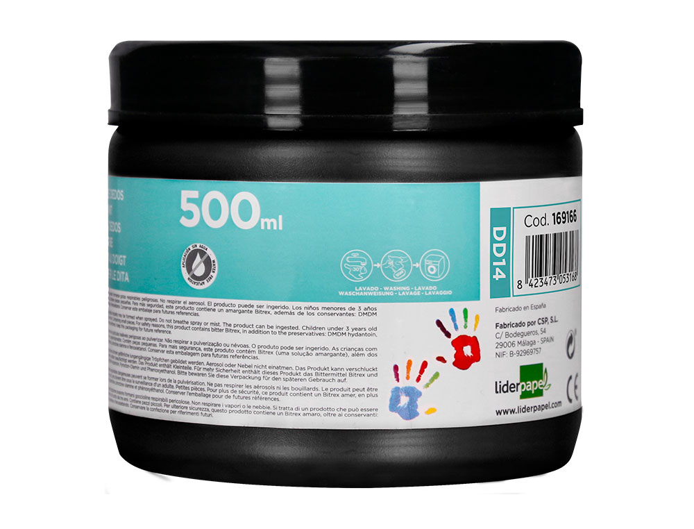 PINTURA A DEDOS LIDERPAPEL FRASCO DE 500 ML PRETO