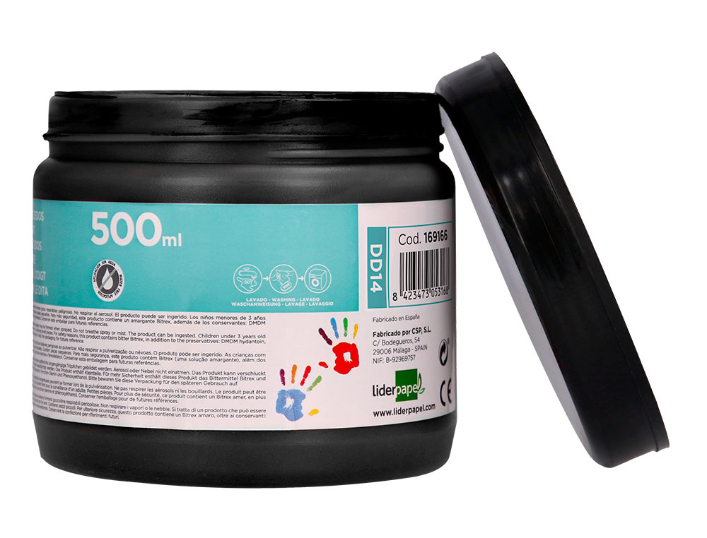 PINTURA A DEDOS LIDERPAPEL FRASCO DE 500 ML PRETO