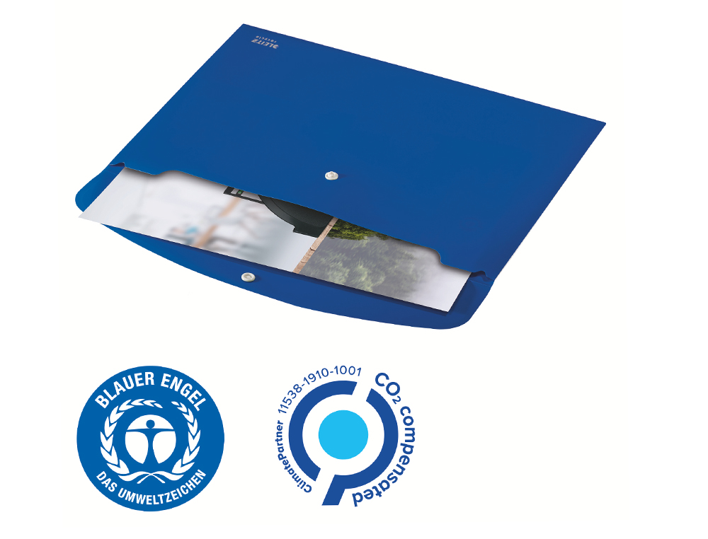 BOLSA LEITZ RECYCLE PORTA DOCUMENTOS FECHO DE MOLA DIN A4 POLIPROPILENO AZUL