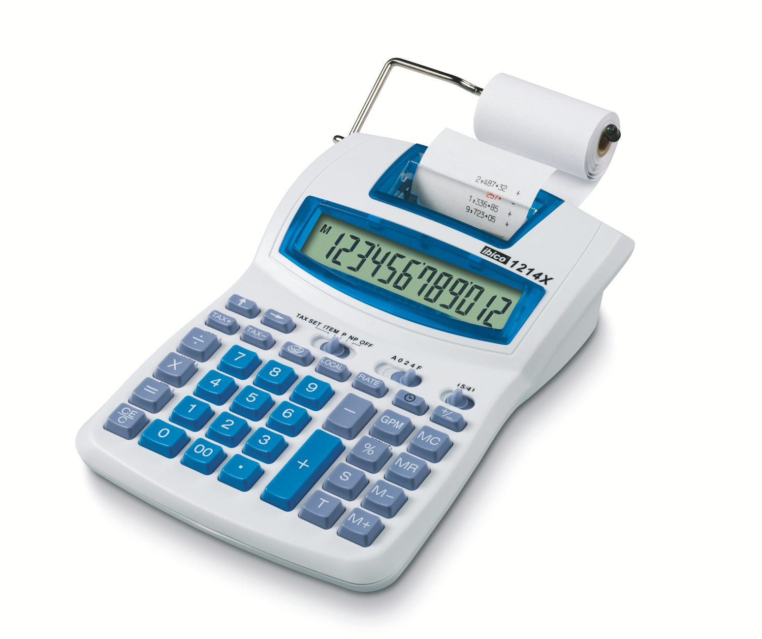 CALCULADORA IBICO 1214X IMPRESSORA ECRA LCD PAPEL 57 MM 12 DIGITOS IMPRESSAO BICOLOR BRANCO/AZUL 155X55X218 MM