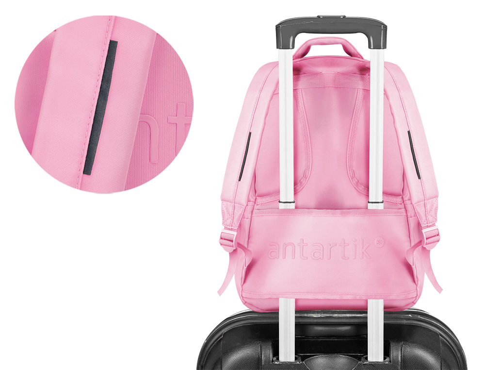 MOCHILA ANTARTIK MULTIBOLSO 19L COMPARTIMENTO PARA PORTATIL E TABLET COR ROSA 450X160X300 MM