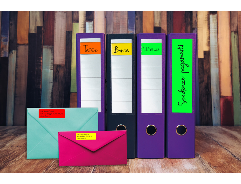 ETIQUETA ADESIVA TICO LARANJA FLUOR PERMANENTE CERTIFICADO FSC LASER/JATO TINTA/FOTOCOPIA 99,1X34 MM CAIXA 1120 UDS