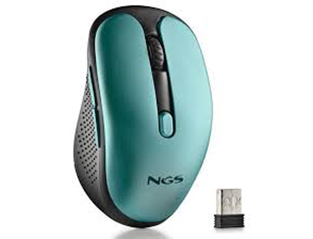 RATO NGS EVO RUST OTICO 800/1200/1600 DPI SEM FIOS 5 BOTOES TECLAS SILENCIOSAS RECETOR USB 2,4 GHZ VERDE GELO