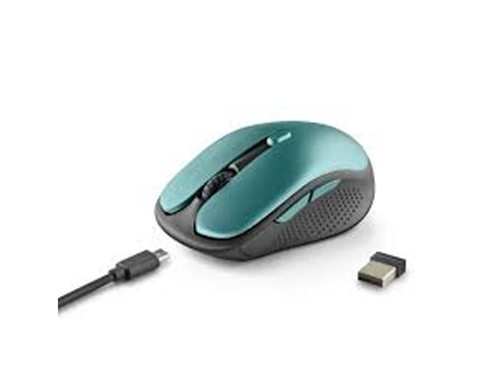 RATO NGS EVO RUST OTICO 800/1200/1600 DPI SEM FIOS 5 BOTOES TECLAS SILENCIOSAS RECETOR USB 2,4 GHZ VERDE GELO