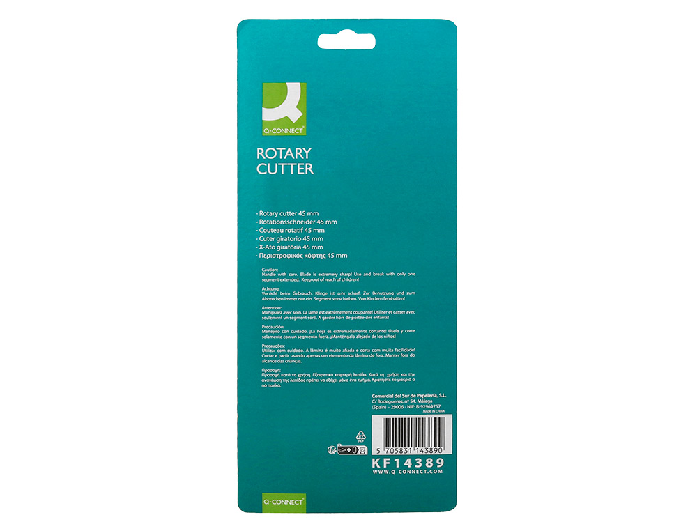 X-ATO ROTATIVO Q-CONNECT LAMINA CIRCULAR 45 MM 22X56X165 MM