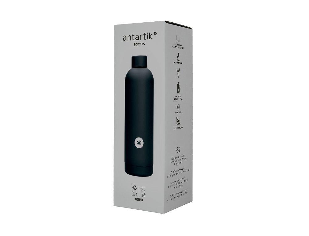 GARRAFA ANTARTIK ISOTERMICA ACO INOXIDAVEL LIVRE DE BPA COR PRETO 500 ML