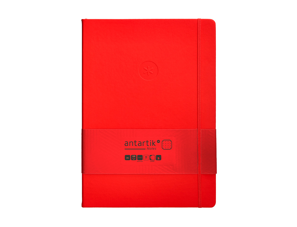 CADERNO COM ELASTICO ANTARTIK NOTES CAPA DURA A4 PONTILHADO VERMELHO 100 FOLHAS 80 GR FSC