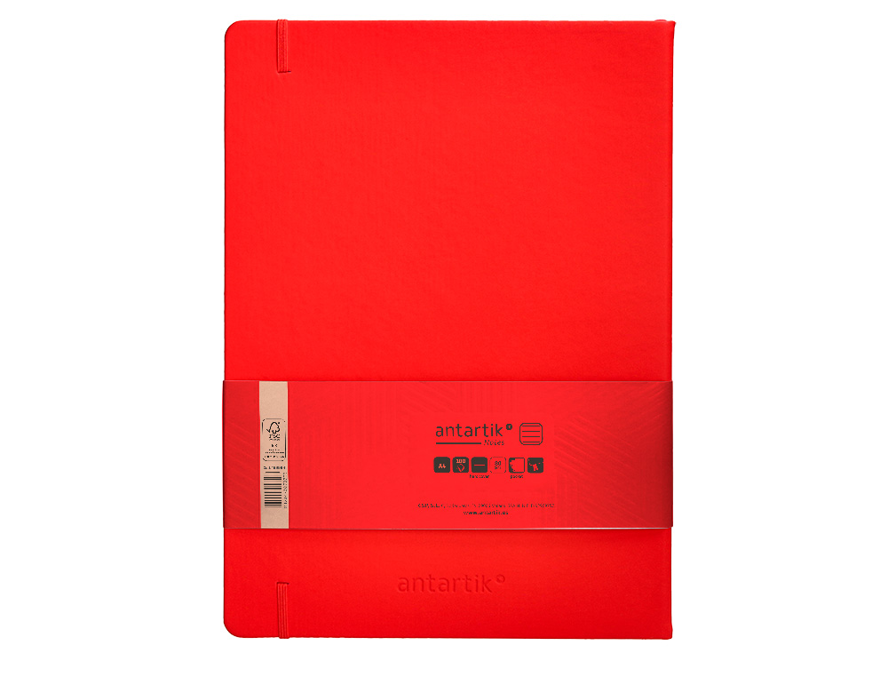 CADERNO COM ELASTICO ANTARTIK NOTES CAPA DURA A4 PAUTADO VERMELHO 100 FOLHAS 80 GR FSC