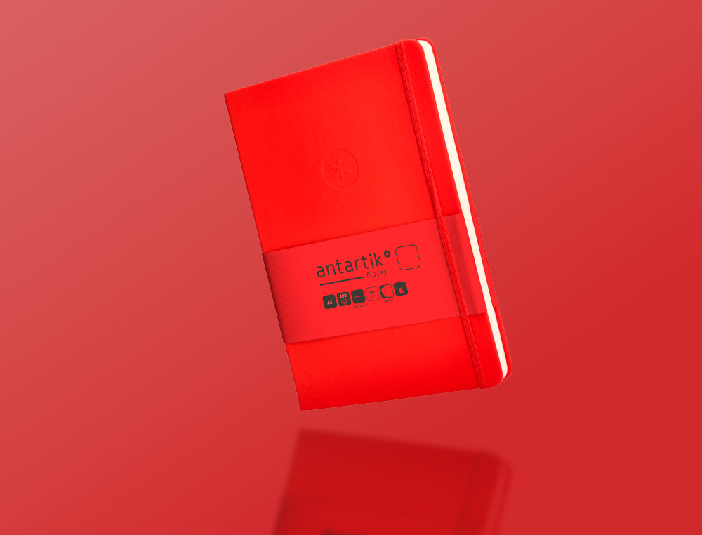 CADERNO COM ELASTICO ANTARTIK NOTES CAPA DURA A5 LISO VERMELHO 100 FOLHAS 80 GR FSC