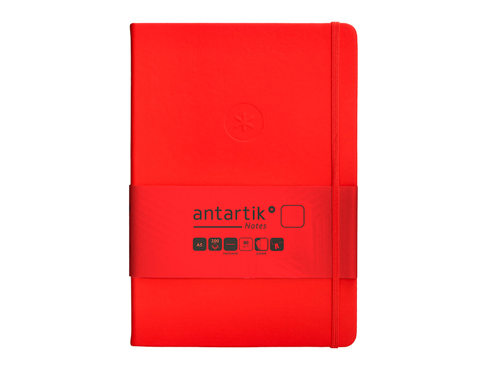 CADERNO COM ELASTICO ANTARTIK NOTES CAPA DURA A5 LISO VERMELHO 100 FOLHAS 80 GR FSC