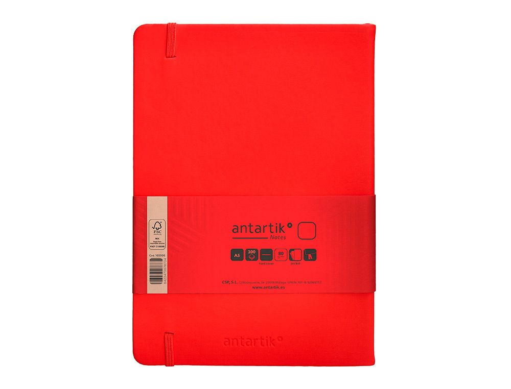 CADERNO COM ELASTICO ANTARTIK NOTES CAPA DURA A5 LISO VERMELHO 100 FOLHAS 80 GR FSC