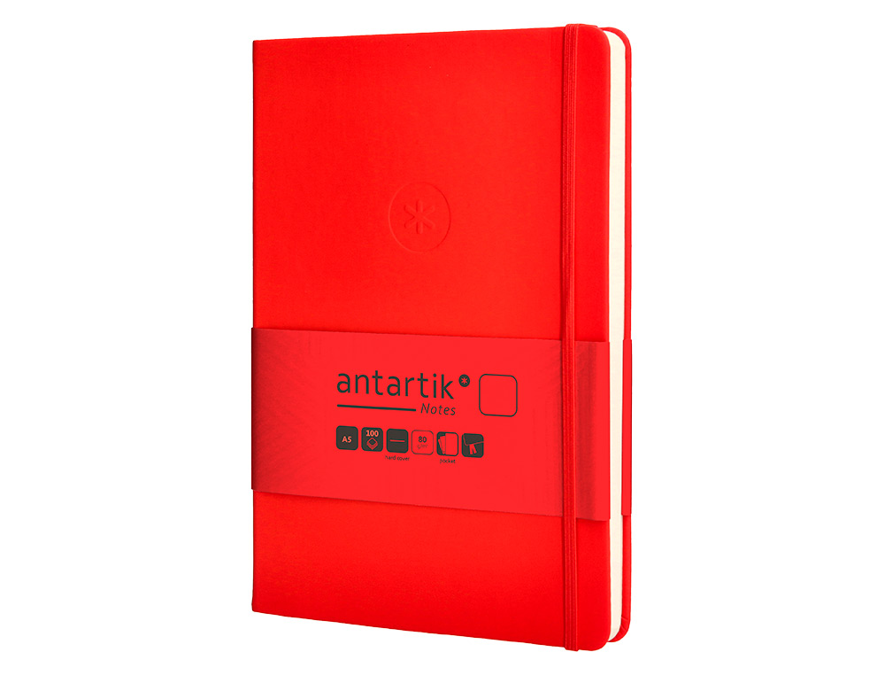 CADERNO COM ELASTICO ANTARTIK NOTES CAPA DURA A5 LISO VERMELHO 100 FOLHAS 80 GR FSC