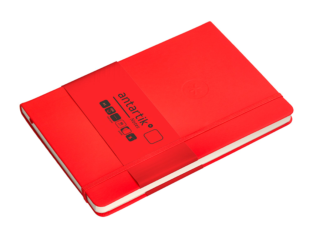 CADERNO COM ELASTICO ANTARTIK NOTES CAPA DURA A5 LISO VERMELHO 100 FOLHAS 80 GR FSC