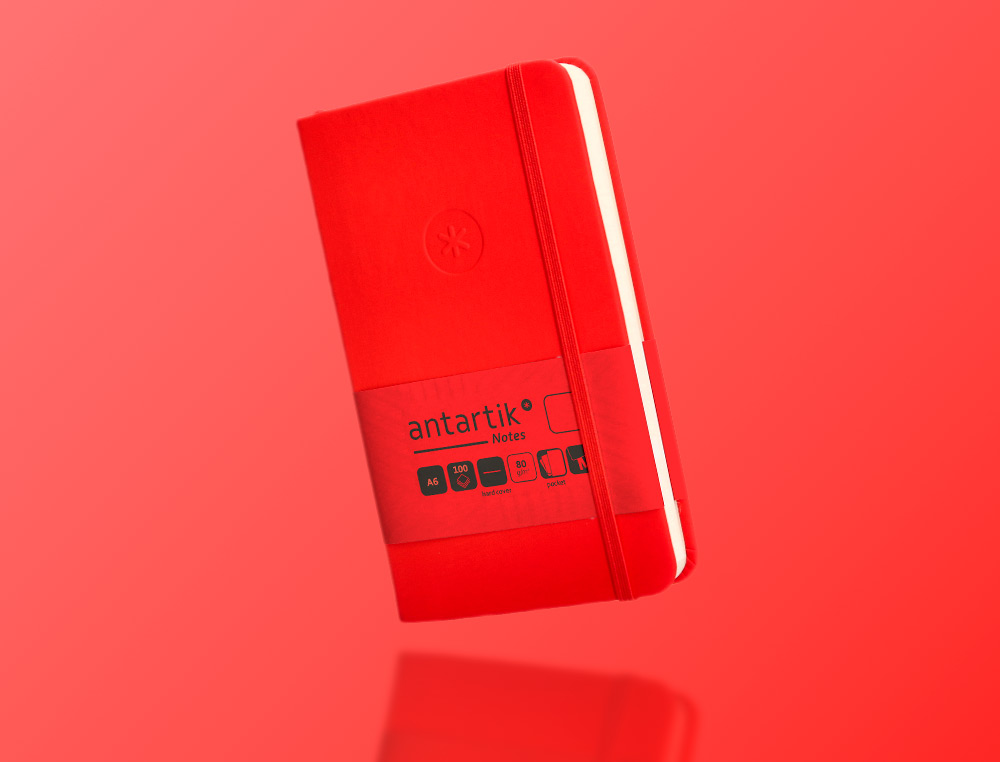 CADERNO COM ELASTICO ANTARTIK NOTES CAPA DURA A6 LISO VERMELHO 100 FOLHAS 80 GR FSC