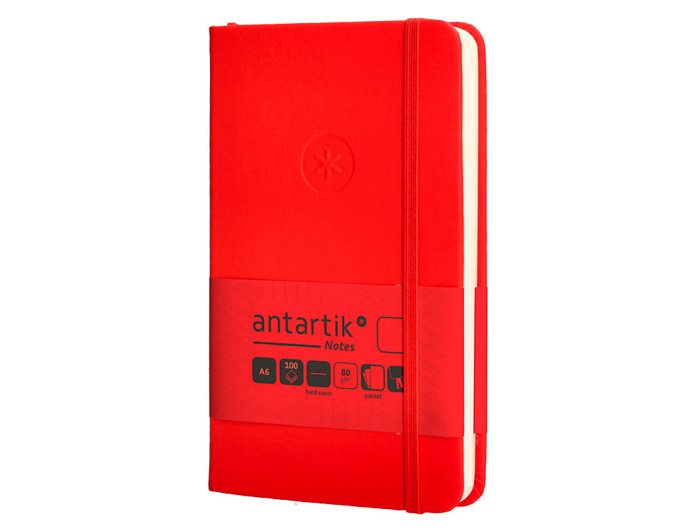 CADERNO COM ELASTICO ANTARTIK NOTES CAPA DURA A6 LISO VERMELHO 100 FOLHAS 80 GR FSC