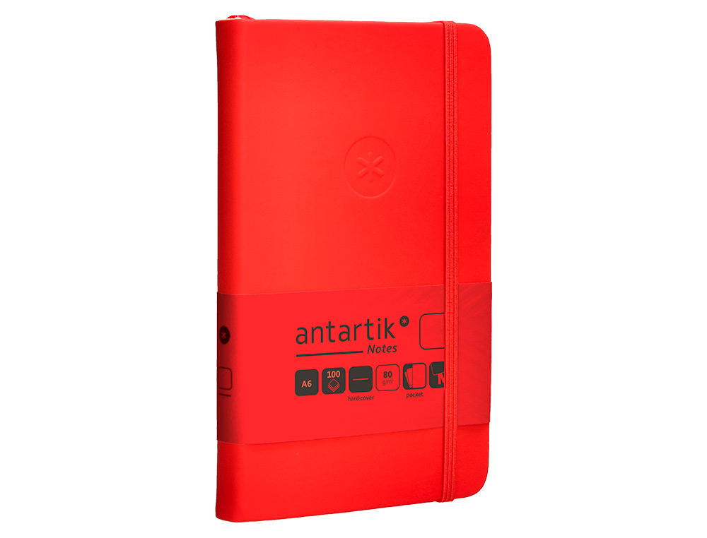 CADERNO COM ELASTICO ANTARTIK NOTES CAPA DURA A6 LISO VERMELHO 100 FOLHAS 80 GR FSC