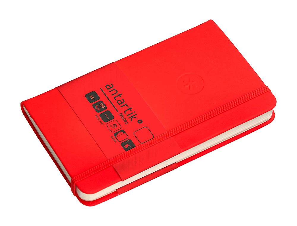 CADERNO COM ELASTICO ANTARTIK NOTES CAPA DURA A6 LISO VERMELHO 100 FOLHAS 80 GR FSC