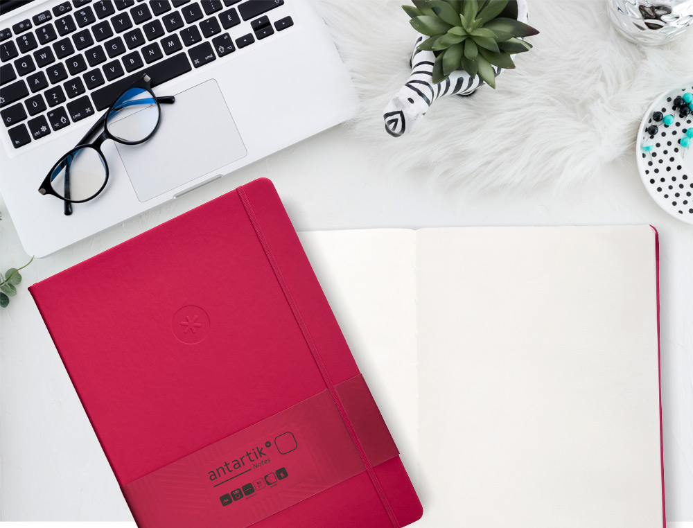 CADERNO COM ELASTICO ANTARTIK NOTES CAPA DURA A4 LISO FUCSIA 100 FOLHAS 80 GR FSC