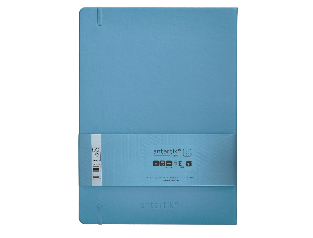 CADERNO COM ELASTICO ANTARTIK NOTES CAPA DURA A4 PONTILHADO AZUL CLARO 100 FOLHAS 80 GR FSC