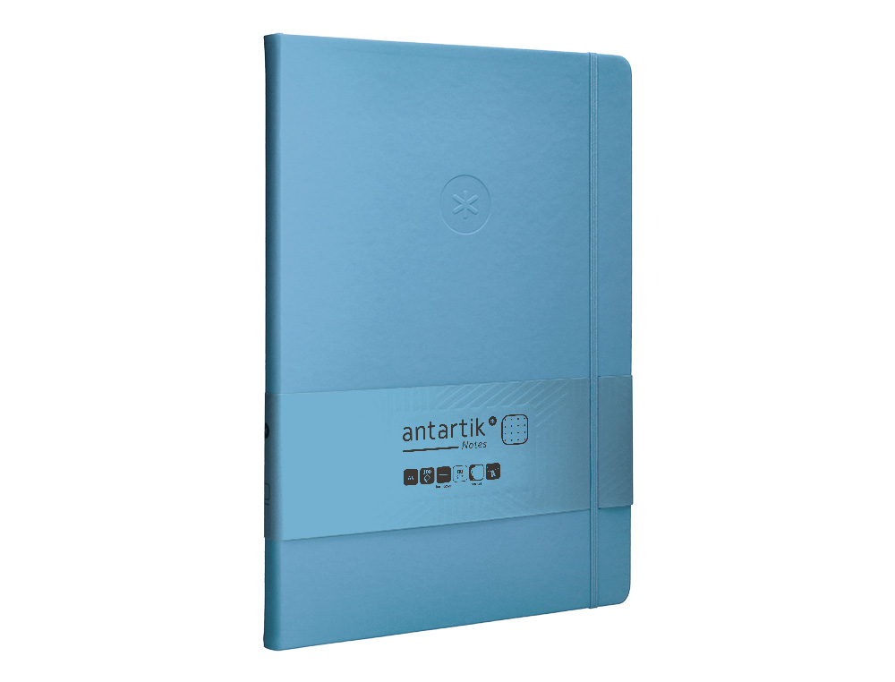 CADERNO COM ELASTICO ANTARTIK NOTES CAPA DURA A4 PONTILHADO AZUL CLARO 100 FOLHAS 80 GR FSC