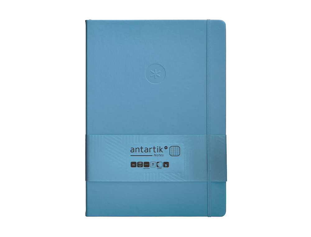 CADERNO COM ELASTICO ANTARTIK NOTES CAPA DURA A4 QUADRICULADO AZUL CLARO 100 FOLHAS 80 GR FSC