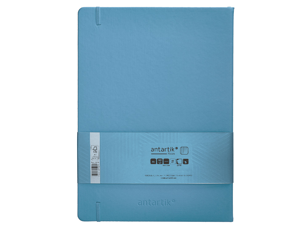 CADERNO COM ELASTICO ANTARTIK NOTES CAPA DURA A4 QUADRICULADO AZUL CLARO 100 FOLHAS 80 GR FSC