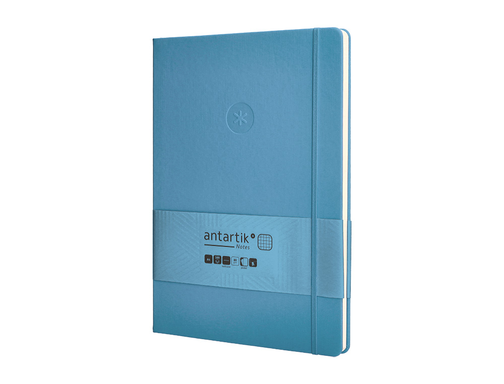 CADERNO COM ELASTICO ANTARTIK NOTES CAPA DURA A4 QUADRICULADO AZUL CLARO 100 FOLHAS 80 GR FSC
