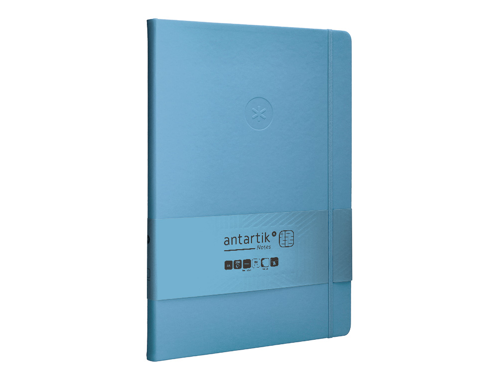 CADERNO COM ELASTICO ANTARTIK NOTES CAPA DURA A4 QUADRICULADO AZUL CLARO 100 FOLHAS 80 GR FSC
