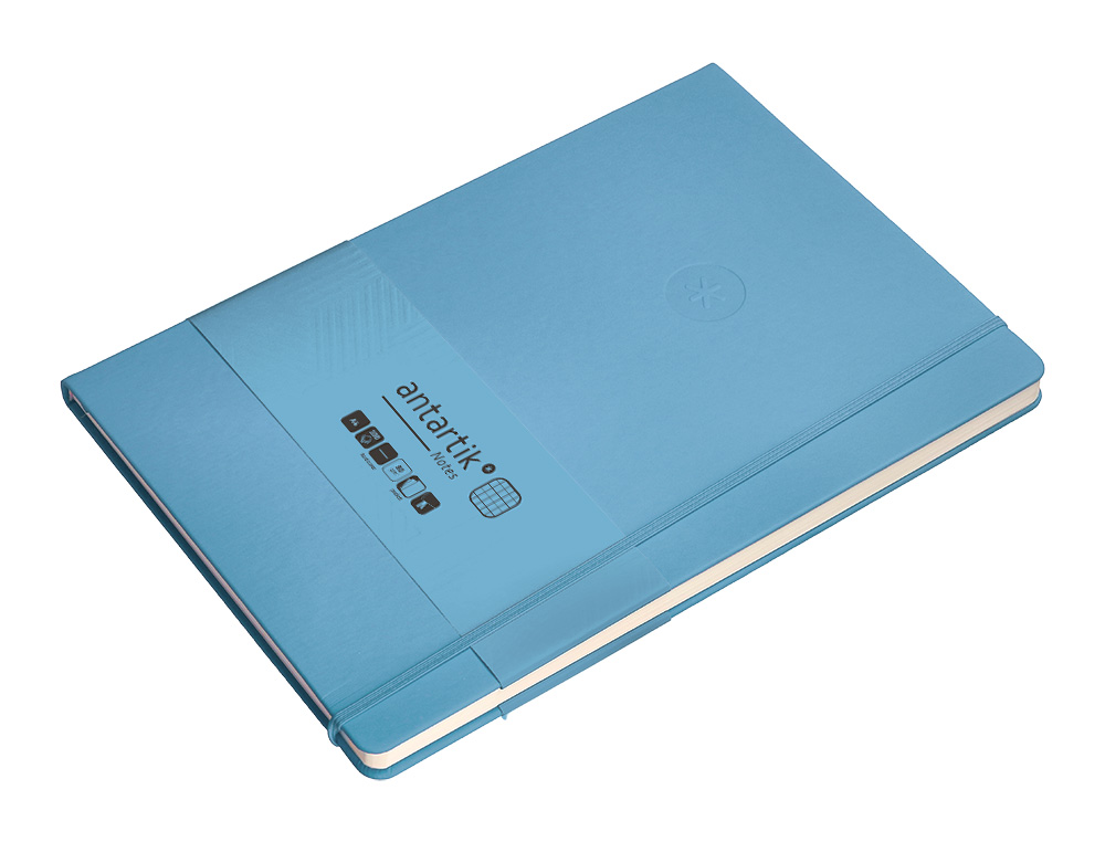 CADERNO COM ELASTICO ANTARTIK NOTES CAPA DURA A4 QUADRICULADO AZUL CLARO 100 FOLHAS 80 GR FSC