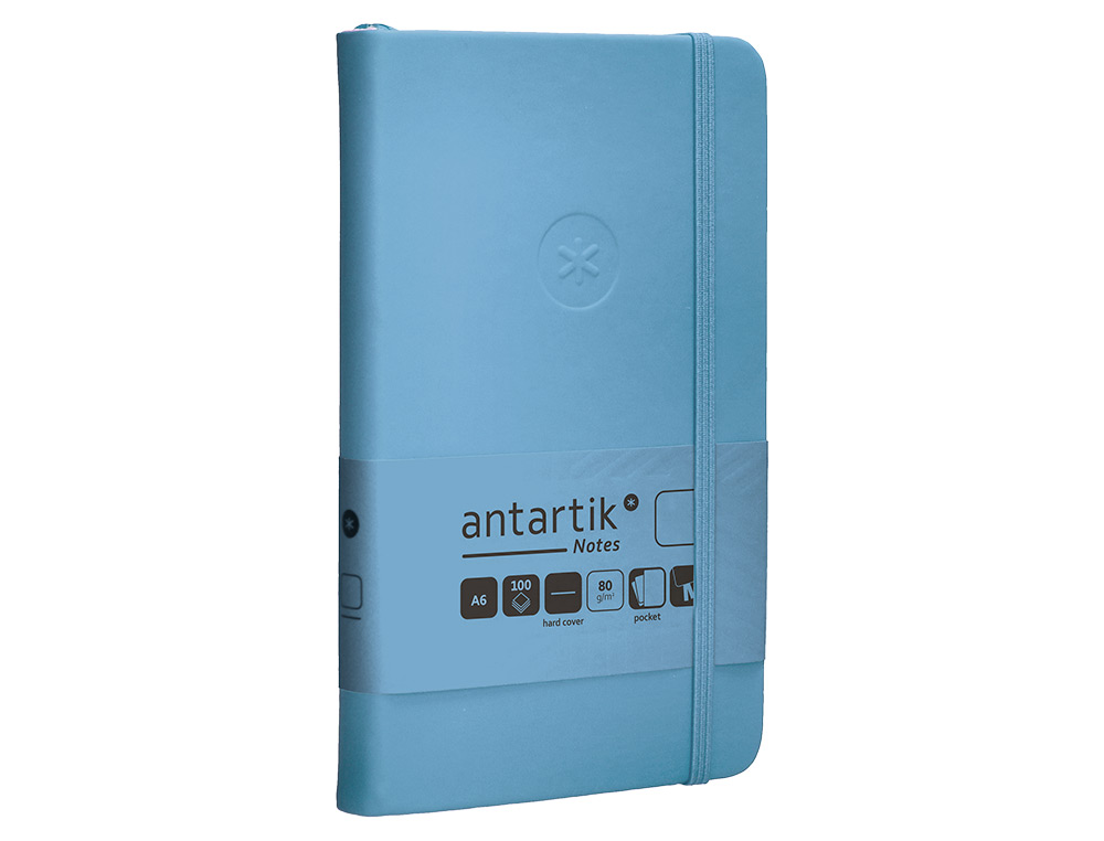 CADERNO COM ELASTICO ANTARTIK NOTES CAPA DURA A6 LISO AZUL CLARO 100 FOLHAS 80 GR FSC