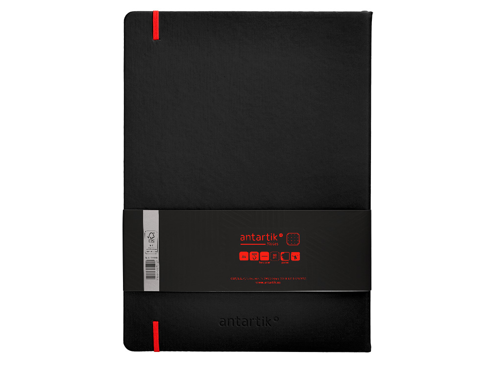 CADERNO COM ELASTICO ANTARTIK NOTES CAPA DURA A4 PONTILHADO PRETO E VERMELHO 100 FOLHAS 80 GR FSC