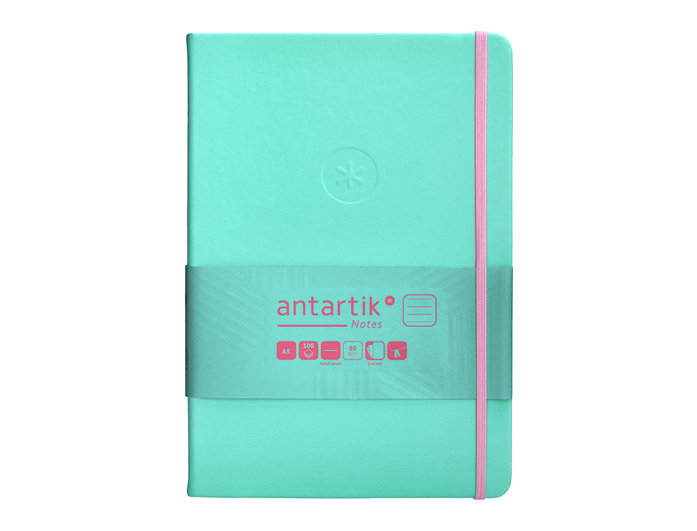 CADERNO COM ELASTICO ANTARTIK NOTES CAPA DURA A5 PAUTADO ROSA E TURQUESA 100 FOLHAS 80 GR FSC