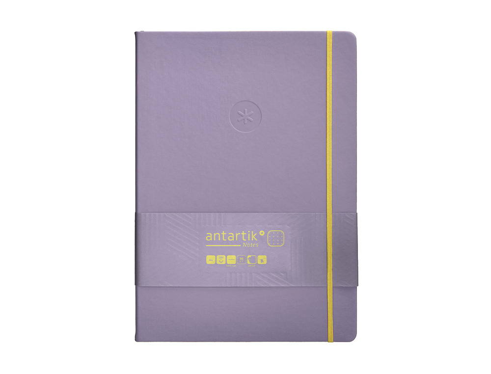 CADERNO COM ELASTICO ANTARTIK NOTES CAPA DURA A4 PONTILHADO ROXO E AMARELO 100 FOLHAS 80 GR FSC