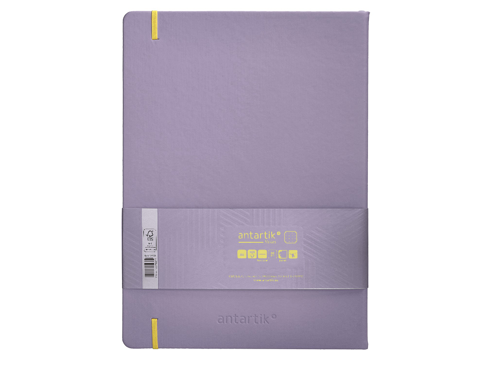 CADERNO COM ELASTICO ANTARTIK NOTES CAPA DURA A4 PONTILHADO ROXO E AMARELO 100 FOLHAS 80 GR FSC