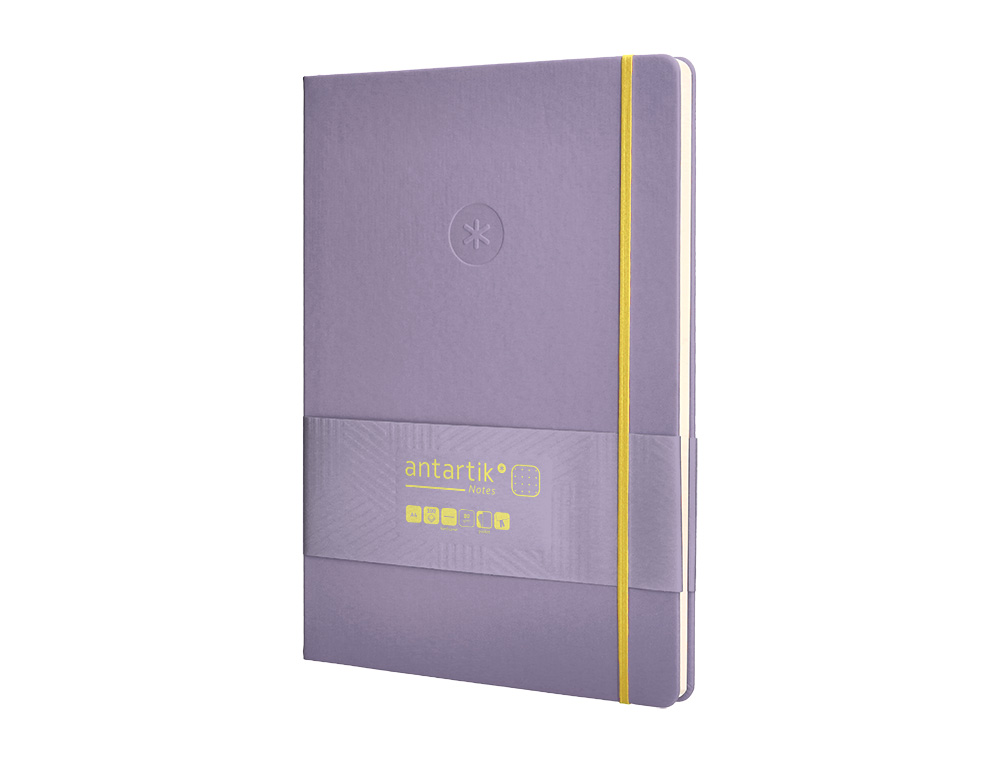 CADERNO COM ELASTICO ANTARTIK NOTES CAPA DURA A4 PONTILHADO ROXO E AMARELO 100 FOLHAS 80 GR FSC