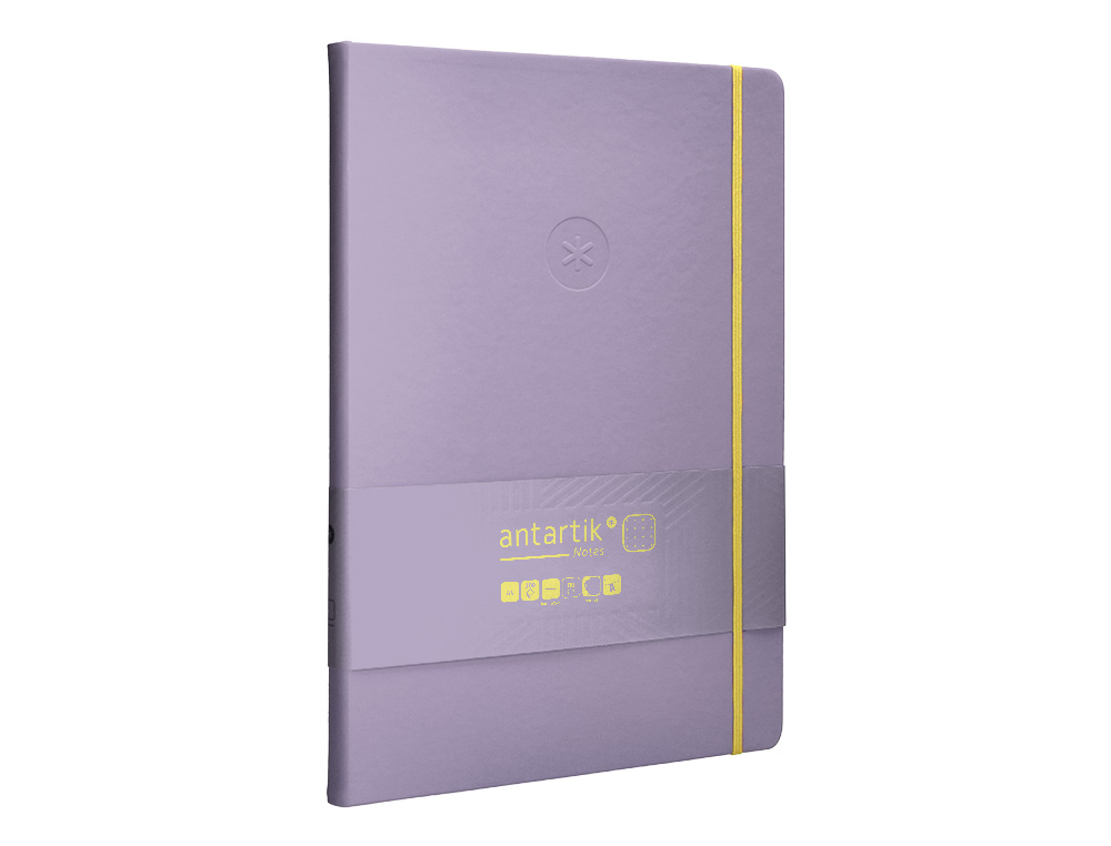 CADERNO COM ELASTICO ANTARTIK NOTES CAPA DURA A4 PONTILHADO ROXO E AMARELO 100 FOLHAS 80 GR FSC