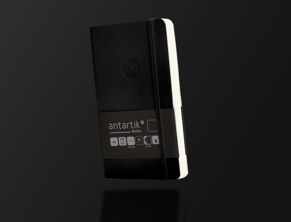 CADERNO COM ELASTICO ANTARTIK NOTES CAPA MOLE A6 LISO PRETO 100 FOLHAS 80 GR FSC