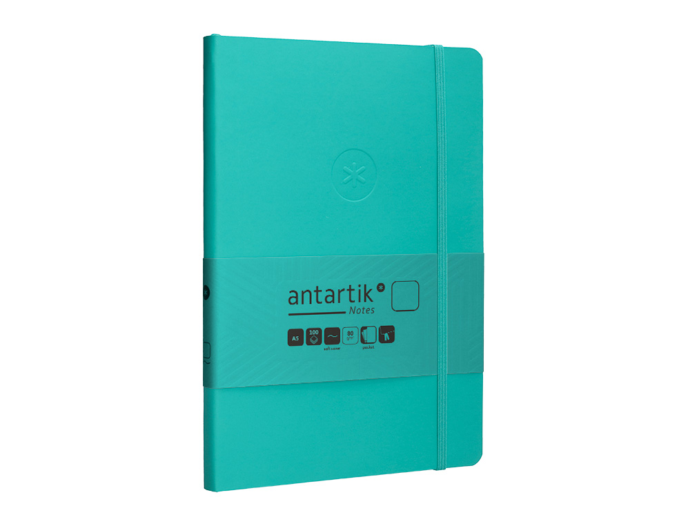 CADERNO COM ELASTICO ANTARTIK NOTES CAPA MOLE A5 LISO TURQUESA 80 FOLHAS 80 GR FSC