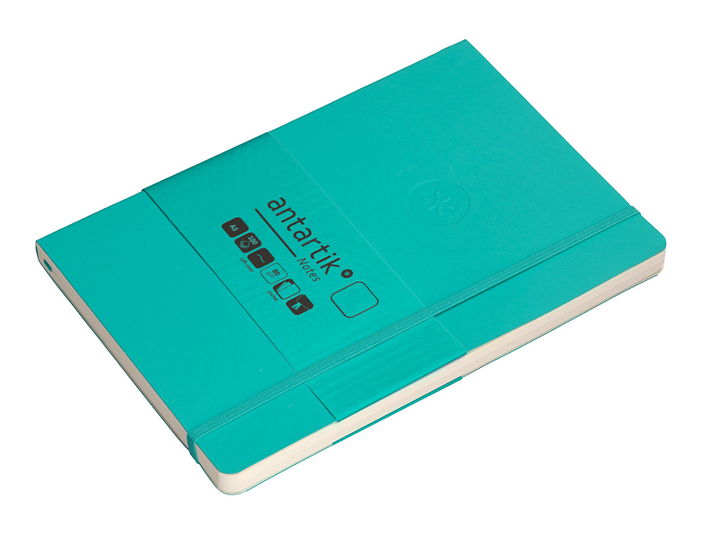 CADERNO COM ELASTICO ANTARTIK NOTES CAPA MOLE A5 LISO TURQUESA 80 FOLHAS 80 GR FSC