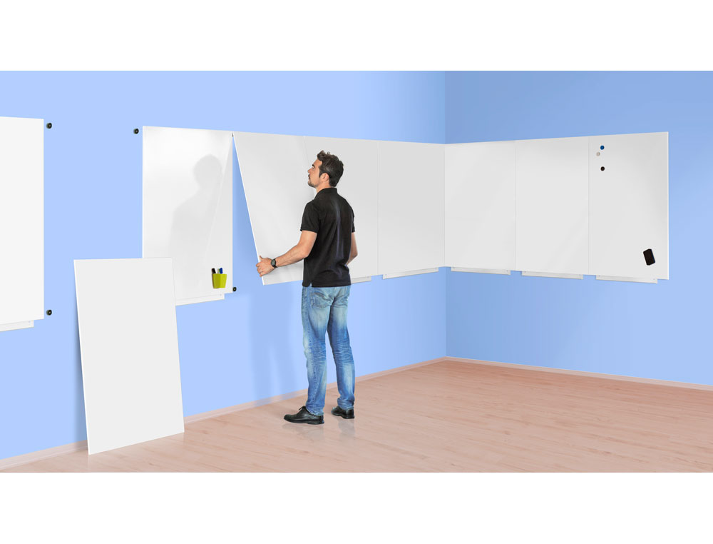 QUADRO BRANCO ROCADA LACADO BRANCO 240X120 CM 2 MODULOS 120X120 CM