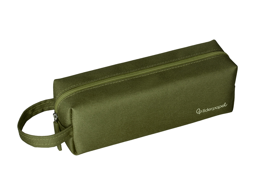 ESTOJO ESCOLAR LIDERPAPEL CLASSIC RETANGULAR COM ASA 210X70 MM VERDE MILITAR